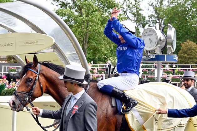 17.06.2026, Ascot, Windsor, GBR - Ombudsman with William Buick up after winning the Prince Of Wales s Stakes. Ascot racecourse. (Pferd, Jockey, Ombudsman, Buick, Sieg) 260617C910ROYAL_ASCOT.JPG