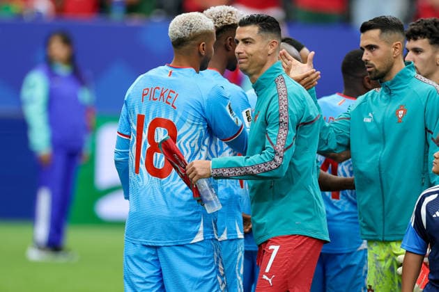 Cristiano Ronaldo (Portugal) looks on during the FIFA World Cup, WM, Weltmeisterschaft, Fussball 2026 Group K match between Portugal and Congo DR at Houston Stadium on June 17, 2026 in Houston, United States. (Photo by Torbjorn Tande DeFodi Images) -