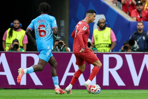 Cristiano Ronaldo (Portugal) controls the ball during the FIFA World Cup, WM, Weltmeisterschaft, Fussball 2026 Group K match between Portugal and Congo DR at Houston Stadium on June 17, 2026 in Houston, United States. (Photo by Torbjorn Tande DeFodi Images) -