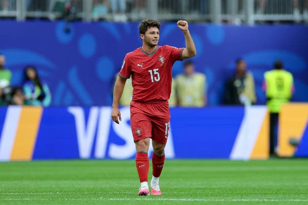 Joao Neves (Portugal) celebrates after scoring his team s first goal during the FIFA World Cup, WM, Weltmeisterschaft, Fussball 2026 Group K match between Portugal and Congo DR at Houston Stadium on June 17, 2026 in Houston, United States. (Photo by Torbjorn Tande DeFodi Images) -