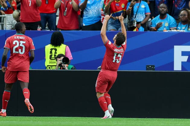 Joao Neves (Portugal) celebrates after scoring his team s first goal during the FIFA World Cup, WM, Weltmeisterschaft, Fussball 2026 Group K match between Portugal and Congo DR at Houston Stadium on June 17, 2026 in Houston, United States. (Photo by Torbjorn Tande DeFodi Images) -