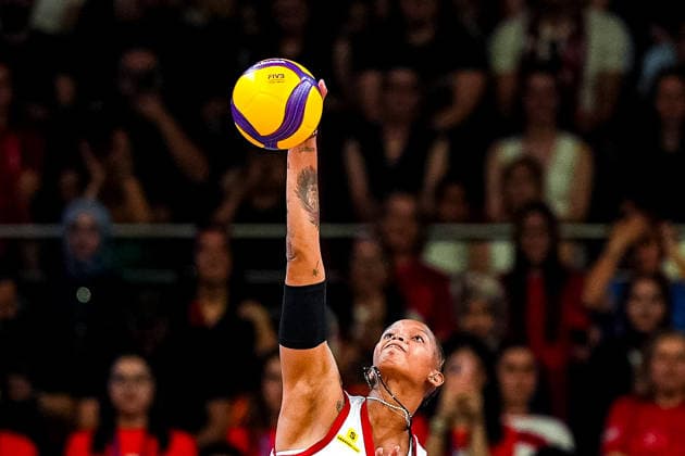 Turkiye v Belgium - FIVB Women s Volleyball Nations League??????? ANKARA, TURKIYE - JUNE 17: Melissa Vargas (4) of Turkiye in action during 2026 FIVB Women s Volleyball Nations League match between Turkiye and Belgium at the Ankara Sports Hall, in Ankara, Turkiye, on June 17, 2026. Omer Taha Cetin Anadolu Ankara Turkey. Editorial use only. Please get in touch for any other usage.  Copyright: x2026xAnadoluxOmerxTahaxCetinx