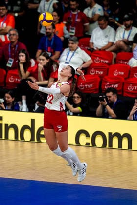 Turkiye v Belgium - FIVB Women s Volleyball Nations League??????? ANKARA, TURKIYE - JUNE 17: Ilkin Aydin of Turkiye in action during 2026 FIVB Women s Volleyball Nations League match between Turkiye and Belgium at the Ankara Sports Hall, in Ankara, Turkiye, on June 17, 2026. Omer Taha Cetin Anadolu Ankara Turkey. Editorial use only. Please get in touch for any other usage.  Copyright: x2026xAnadoluxOmerxTahaxCetinx