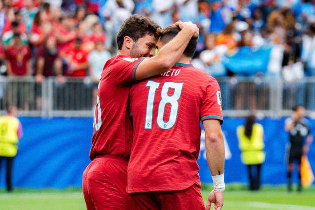FIFA Fussball Weltmeisterschaft 2026, Gruppe K, Spiel 1, Portugal vs. DR Kongo, 17.06.2026 im NRG Stadium in Houton, Texas Tor zum 1:0 durch Joao Neves Jubel