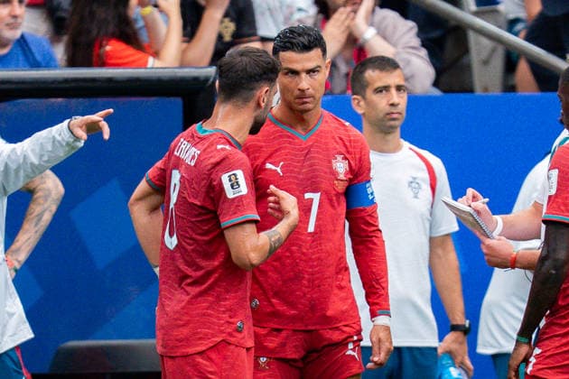 FIFA Fussball Weltmeisterschaft 2026, Gruppe K, Spiel 1, Portugal vs. DR Kongo, 17.06.2026 im NRG Stadium in Houton, Texas Cristiano Ronaldo Bruno Fernandes