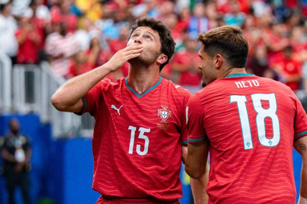 FIFA Fussball Weltmeisterschaft 2026, Gruppe K, Spiel 1, Portugal vs. DR Kongo, 17.06.2026 im NRG Stadium in Houton, Texas Tor zum 1:0 durch Joao Neves Jubel