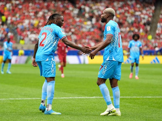 Aaron Wan-Bissaka (DR Kongo, 2) und Cedric Bakambu (DR Kongo, 17) USA, FIFA Weltmeisterschaft, Portugal vs DR Kongo, Houston, 17.06.2026 USA, FIFA Weltmeisterschaft, Portugal vs DR Kongo, Houston, 17.06.2026 Houston