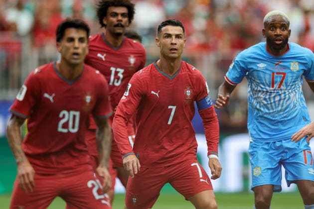 Cristiano Ronaldo (Portugal) looks on during the FIFA World Cup, WM, Weltmeisterschaft, Fussball 2026 Group K match between Portugal and Congo DR at Houston Stadium on June 17, 2026 in Houston, United States. (Photo by Torbjorn Tande DeFodi Images) -