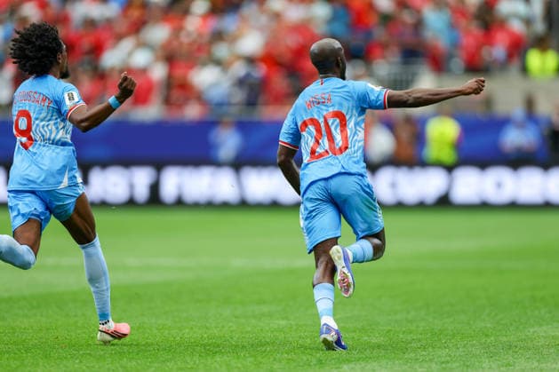 Yoane Wissa (Congo DR) celebrates after scoring his team s first goal during the FIFA World Cup, WM, Weltmeisterschaft, Fussball 2026 Group K match between Portugal and Congo DR at Houston Stadium on June 17, 2026 in Houston, United States. (Photo by Torbjorn Tande DeFodi Images) -