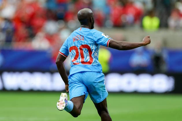 Yoane Wissa (Congo DR) celebrates after scoring his team s first goal during the FIFA World Cup, WM, Weltmeisterschaft, Fussball 2026 Group K match between Portugal and Congo DR at Houston Stadium on June 17, 2026 in Houston, United States. (Photo by Torbjorn Tande DeFodi Images) -