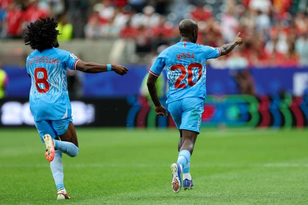 Yoane Wissa (Congo DR) celebrates after scoring his team s first goal during the FIFA World Cup, WM, Weltmeisterschaft, Fussball 2026 Group K match between Portugal and Congo DR at Houston Stadium on June 17, 2026 in Houston, United States. (Photo by Torbjorn Tande DeFodi Images) -