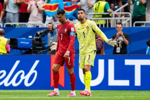 FIFA Fussball Weltmeisterschaft 2026, Gruppe K, Spiel 1, Portugal vs. DR Kongo, 17.06.2026 im NRG Stadium in Houton, Texas Tor zum 1:1 durch Yoane Wissa, Diogo Costa Cristiano Ronaldo