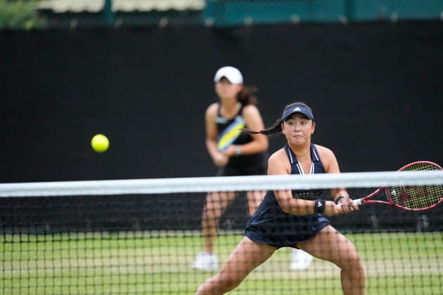 Lexus Nottingham Open - Day Three Eri Hozumi of Japan competes during the Round of 16 doubles match at the 2026 Lexus Nottingham Open Women s tennis tournament at the Nottingham Tennis Centre in Nottingham, England, on June 17, 2026. London Great Britain United Kingdom  Copyright: xOwenxHammondx originalFilename:hammond-2026lexu260617_np71L.jpg