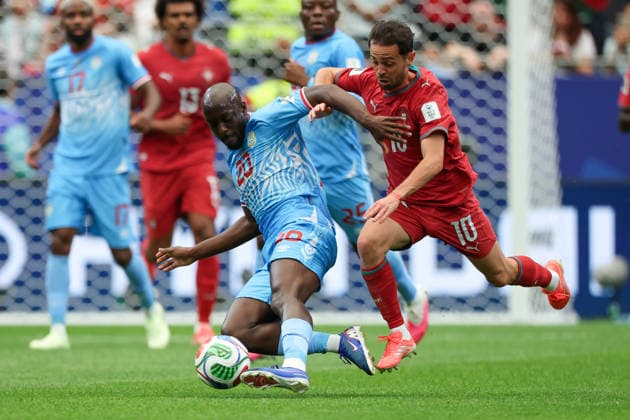 HOUSTON, TX - JUNE 17: Yoane Wissa 20 of DR Congo controls the ball while being pursued by Bernardo Silva 10 of Portugal during the FIFA World Cup, WM, Weltmeisterschaft, Fussball 2026 Group K match between Portugal and Congo DR on June 17, 2026, at Houston Stadium in Houston, Texas. (Photo by David Buono Icon Sportswire) SOCCER: JUN 17 FIFA World Cup 26 Group K - Portugal vs Congo DR EDITORIAL USE ONLY Icon260617026