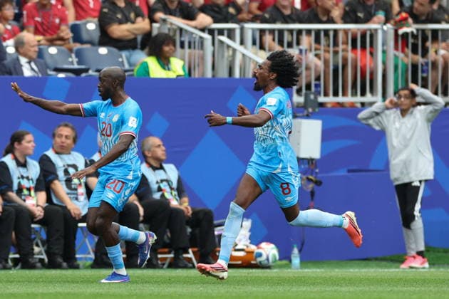 FIFA World Cup, WM, Weltmeisterschaft, Fussball 2026 - Group K - Portugal vs DR Congo DR Congo player Yoane Wissa (L) celebrates after scoring the 1-1 goal during the FIFA World Cup 2026 group stage match between Portugal and DR Congo, in Houston, Texas, USA, 17 June 2026. Houston United States  Copyright: xMIGUELxA.xLOPESx