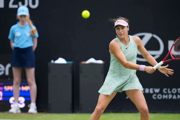 Lexus Nottingham Open - Day Three Tatjana Maria of Germany competes during the Round of 16 singles match at the 2026 Lexus Nottingham Open Women s tennis tournament at the Nottingham Tennis Centre in Nottingham, England, on June 17, 2026. London Great Britain United Kingdom  Copyright: xOwenxHammondx originalFilename:hammond-2026lexu260617_nptGR.jpg