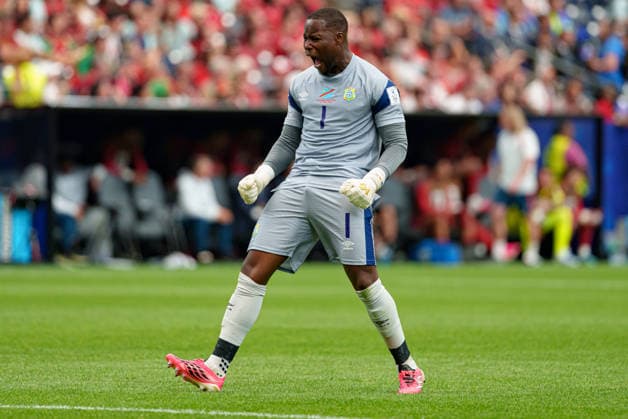 Lionel Mpasi Nzau seen celebrating after goal during FIFA World Cup, WM, Weltmeisterschaft, Fussball 2026 game between national teams of Portugal and DR Congo (Alejandro Espino Ball Raw Images) Arlington Dallas Stadium USA Copyright: xAlejandroxEspinox alejandroespino_portugal_congo_2526_4-25