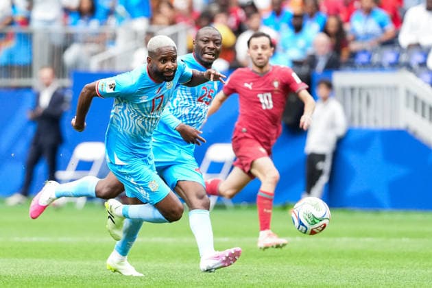 Edo Kayembe of Congo DR chases the ball during a FIFA Men’s World Cup 2026 Group Stage football match between Portugal and Congo DR at Houston Stadium, in Kansas City on June 17th 2026 (Photo by Alexandra Fechete SPP)  Copyright: xAlexandraxFechete SPPx Sportspressphoto_SPR168678