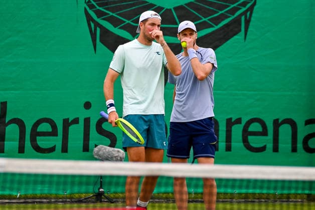 Yannick Hanfmann (GER) und Jan-Lennard Struff (GER) TERRA WORTMANN Open 2026, Tennis, ATP, Tennis Herren Tennis Herren 500, Turnier, Hauptfeld, 17.06.2026, TERRA WORTMANN Open 2026, Tennis, ATP, Tennis Herren 500, Turnier, Hauptfeld, 17.06.2026 Halle
