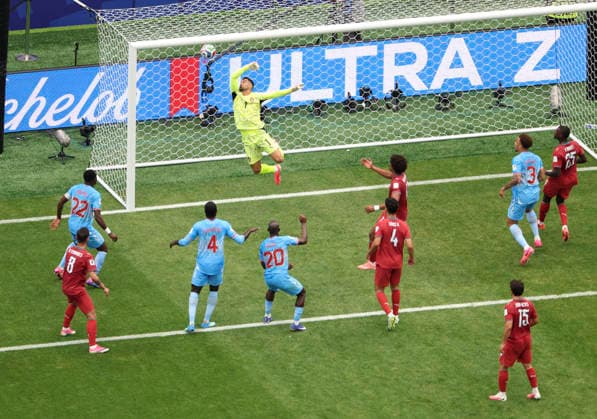 (260618) -- HOUSTON, June 18, 2026 -- Yoane Wissa (4th L) of the Democratic Republic of the Congo (DRC) heads to score during the group K match between Portugal and the Democratic Republic of the Congo (DRC) at the 2026 FIFA World Cup, WM, Weltmeisterschaft, Fussball at Houston Stadium in Houston, the United States, June 17, 2026. ) (SP)U.S.-HOUSTON-FOOTBALL-FIFA WORLD CUP-GROUP K-POR VS COD XuxZijian 