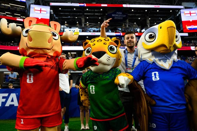 260617 The World Cup mascots ahead of the FIFA World Cup, WM, Weltmeisterschaft, Fussball 2026 football match between England and Croatia on June 17, 2026 in Dallas. Photo: Joel Marklund BILDBYRAN kod JM JM0826 bbeng fotboll football soccer fotball vm fotbolls-vm fotball-vm fotbolls-vm 2026 fifa world cup 2026 england kroatien croatia