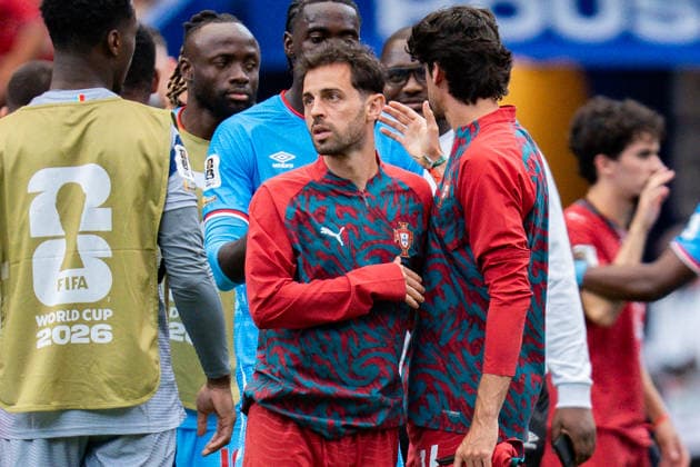 FIFA Fussball Weltmeisterschaft 2026, Gruppe K, Spiel 1, Portugal vs. DR Kongo, 17.06.2026 im NRG Stadium in Houton, Texas Bernardo Silva unzufrieden nach Abpfiff