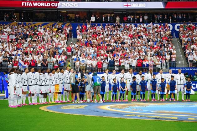 The England squad ahead of kick-off England v Croatia, 2026 FIFA World Cup, WM, Weltmeisterschaft, Fussball Group L, Football, Dallas Stadium, Arlington, Texas, USA - 17 Jun 2026Arlington Dallas Stadium Texas (TX) United States of America EDITORIAL USE ONLY No use with unauthorised audio, video, data, fixture lists, club league logos or live services. Online in-match use limited to 120 images, no video emulation. No use in betting, games or single club league player publications.  Copyright: xJavierxGarcia Shutterstockx 16928920aq