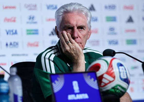 FIFA World Cup, WM, Weltmeisterschaft, Fussball 2026 - South Africa press conference, PK, Pressekonferenz South Africa s head coach Hugo Broos attends a press conference in Atlanta, Georgia, USA, 17 June 2026. South Africa will face Czechia on 18 June in a FIFA World Cup 2026 group A match. ATLANTA United States  Copyright: xRONALDxWITTEKx