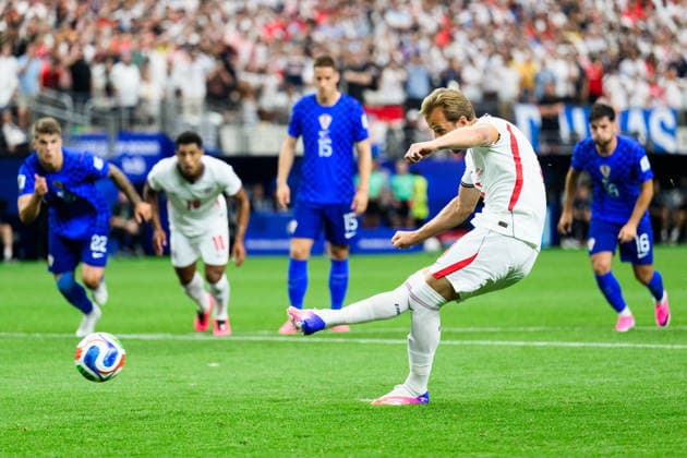 260617 Harry Kane of England with a penalty kick during the FIFA World Cup, WM, Weltmeisterschaft, Fussball 2026 football match between England and Croatia on June 17, 2026 in Dallas. Photo: Joel Marklund BILDBYRAN kod JM JM0826 bbeng fotboll football soccer fotball vm fotbolls-vm fotball-vm fotbolls-vm 2026 fifa world cup 2026 england kroatien croatia