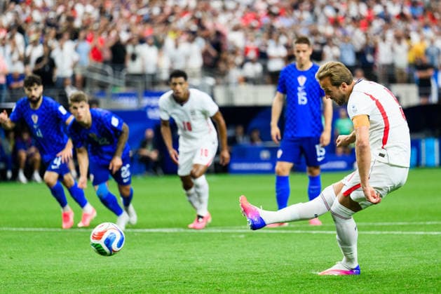 260617 Harry Kane of England scores 1-0 on a penalty kick during the FIFA World Cup, WM, Weltmeisterschaft, Fussball 2026 football match between England and Croatia on June 17, 2026 in Dallas. Photo: Joel Marklund BILDBYRAN kod JM JM0826 bbeng fotboll football soccer fotball vm fotbolls-vm fotball-vm fotbolls-vm 2026 fifa world cup 2026 england kroatien croatia *** June 17, 2026  Copyright: JOELxMARKLUND BB260617JM028