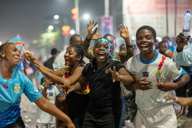 DR Congo Fans Celebrate Historic World Cup Draw Against Portugal in Kinshasa KINSHASA, DEMOCRATIC REPUBLIC OF THE CONGO - JUNE 17, 2026: Football fans take to the streets of Kinshasa to celebrate the national team, Nationalteam s historic 1-1 draw against Portugal during their opening match of the 2026 FIFA World Cup, WM, Weltmeisterschaft, Fussball The Leopards of the DR Congo, making their first World Cup appearance since 1974, equalized through Yoane Wissa just before halftime, triggering widespread euphoria and street celebrations across the Congolese capital. (Photo by Chris Milosi) kinshasa gombe kinshsa DRC