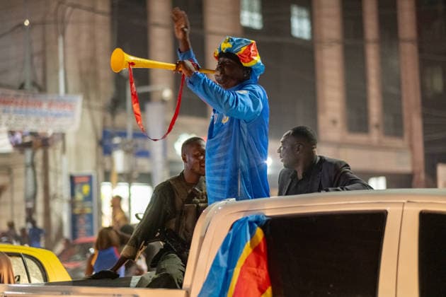 DR Congo Fans Celebrate Historic World Cup Draw Against Portugal in Kinshasa KINSHASA, DEMOCRATIC REPUBLIC OF THE CONGO - JUNE 17, 2026: Football fans take to the streets of Kinshasa to celebrate the national team, Nationalteam s historic 1-1 draw against Portugal during their opening match of the 2026 FIFA World Cup, WM, Weltmeisterschaft, Fussball The Leopards of the DR Congo, making their first World Cup appearance since 1974, equalized through Yoane Wissa just before halftime, triggering widespread euphoria and street celebrations across the Congolese capital. (Photo by Chris Milosi) kinshasa gombe kinshsa DRC