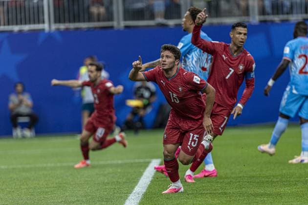 RECORD DATE NOT STATED Portugal faces DR Congo in their opening match of Group K at the 2026 World Cup. Houston, Texas (USA), 06 17 2026 - FIFA World Cup, WM, Weltmeisterschaft, Fussball 2026 Portugal Democratic Republic of Congo Football USA Player Joao Neves scores and celebrates his goal in a match between Portugal and the Democratic Republic of Congo, valid for the first round of Group K of the FIFA World Cup 2026, held at NRG Stadium in Houston, Texas, United States, on Wednesday, June 17, 2026.(Foto: Pedro Paulo Diaz Thenews2 imago images) SPO  Copyright: xPedroxPauloxDiazx