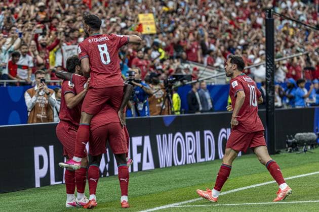 RECORD DATE NOT STATED Portugal faces DR Congo in their opening match of Group K at the 2026 World Cup. Houston, Texas (USA), 06 17 2026 - FIFA World Cup, WM, Weltmeisterschaft, Fussball 2026 Portugal Democratic Republic of Congo Football USA Player Joao Neves scores and celebrates his goal in a match between Portugal and the Democratic Republic of Congo, valid for the first round of Group K of the FIFA World Cup 2026, held at NRG Stadium in Houston, Texas, United States, on Wednesday, June 17, 2026.(Foto: Pedro Paulo Diaz Thenews2 imago images) SPO  Copyright: xPedroxPauloxDiazx