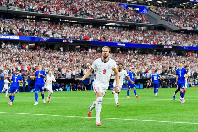 260617 Harry Kane of England celebrates scoring 1-0 on a penalty kick during the FIFA World Cup, WM, Weltmeisterschaft, Fussball 2026 football match between England and Croatia on June 17, 2026 in Dallas. Photo: Joel Marklund BILDBYRAN kod JM JM0826 bbeng fotboll football soccer fotball vm fotbolls-vm fotball-vm fotbolls-vm 2026 fifa world cup 2026 england kroatien croatia jubel