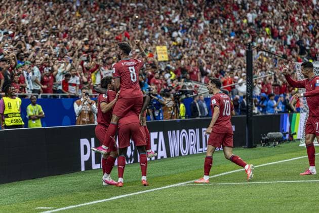RECORD DATE NOT STATED Portugal faces DR Congo in their opening match of Group K at the 2026 World Cup. Houston, Texas (USA), 06 17 2026 - FIFA World Cup, WM, Weltmeisterschaft, Fussball 2026 Portugal Democratic Republic of Congo Football USA Player Joao Neves scores and celebrates his goal in a match between Portugal and the Democratic Republic of Congo, valid for the first round of Group K of the FIFA World Cup 2026, held at NRG Stadium in Houston, Texas, United States, on Wednesday, June 17, 2026.(Foto: Pedro Paulo Diaz Thenews2 imago images) SPO  Copyright: xPedroxPauloxDiazx