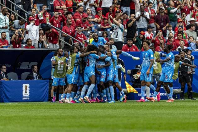 RECORD DATE NOT STATED Portugal faces DR Congo in their opening match of Group K at the 2026 World Cup. Houston, Texas (USA), 06 17 2026 - FIFA World Cup, WM, Weltmeisterschaft, Fussball 2026 Portugal Democratic Republic of Congo Football USA Player Yoane Wissa scores and celebrates his goal in a match between Portugal and the Democratic Republic of Congo, valid for the first round of Group K of the FIFA World Cup 2026, held at NRG Stadium in Houston, Texas, United States, on Wednesday, June 17, 2026.(Foto: Pedro Paulo Diaz Thenews2 imago images) SPO  Copyright: xPedroxPauloxDiazx