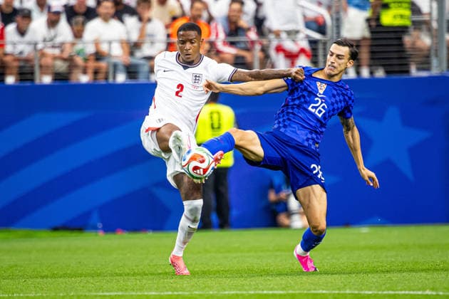 17.06.2026, DALLAS, PILKA NOZNA (FOOTBALL), FIFA World Cup, WM, Weltmeisterschaft, Fussball 2026, MECZ ANGLIA - CHORWACJA ( ENGLAND - CROATIA ) NZ EZRI KONSA PETAR MUSA FOTO LUKASZ SKWIOT CYFRASPORT Football - 2026 FIFA World Cup in USA Canada Mexico England - Croatia POLAND OUT! 