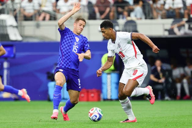 Jude Bellingham of England attacks during the FIFA World Cup, WM, Weltmeisterschaft, Fussball 2026 match between England and Croatia at AT&T Stadium, Dallas, USA on 17 June 2026. Copyright: xPeterxDovganx 45080032