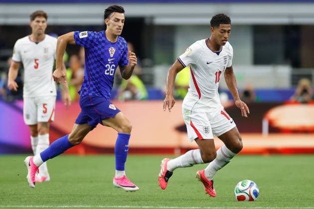 DALLAS, 17-06-2026, Dallas AT&T Stadium, World Cup 2026 Match between England and Croatia. Picture shows Croatia player Petar Musa, England player Jude Bellingham England - Croatia (World Cup 2026)  x204429007x Copyright: