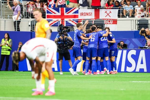 RECORD DATE NOT STATED FIFA World Cup, WM, Weltmeisterschaft, Fussball 2026 - Group L - England v Croatia Martin Baturina player of Croatia celebrates his goal during the match between England and Croatia in the first round of Group L of the 2026 FIFA World Cup group stage at Dallas Stadium, in Texas, United States, on Wednesday, June 17, 2026.(Foto: William Volcov Brazil Photo Press IMAGO) Sports Arlington TX United States of America Copyright: xWILLIAMxVOLCOVx
