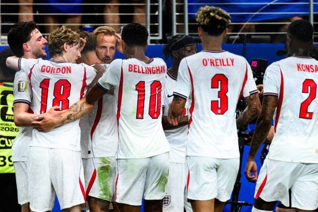 260617 Harry Kane of England celebrates scoring 2-1 during the FIFA World Cup, WM, Weltmeisterschaft, Fussball 2026 football match between England and Croatia on June 17, 2026 in Dallas. Photo: Joel Marklund BILDBYRAN kod JM JM0826 bbeng fotboll football soccer fotball vm fotbolls-vm fotball-vm fotbolls-vm 2026 fifa world cup 2026 england kroatien croatia jubel