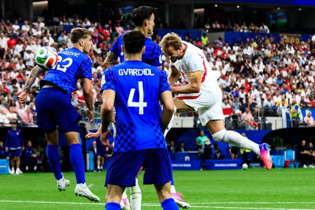 260617 Harry Kane of England scores 2-1 on a header during the FIFA World Cup, WM, Weltmeisterschaft, Fussball 2026 football match between England and Croatia on June 17, 2026 in Dallas. Photo: Joel Marklund BILDBYRAN kod JM JM0826 bbeng fotboll football soccer fotball vm fotbolls-vm fotball-vm fotbolls-vm 2026 fifa world cup 2026 england kroatien croatia