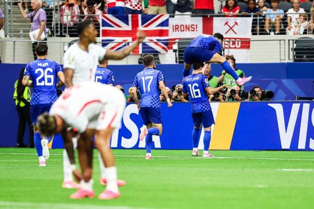 RECORD DATE NOT STATED FIFA World Cup, WM, Weltmeisterschaft, Fussball 2026 - Group L - England v Croatia Martin Baturina player of Croatia celebrates his goal during the match between England and Croatia in the first round of Group L of the 2026 FIFA World Cup group stage at Dallas Stadium, in Texas, United States, on Wednesday, June 17, 2026.(Foto: William Volcov Brazil Photo Press IMAGO) Sports Arlington TX United States of America Copyright: xWILLIAMxVOLCOVx