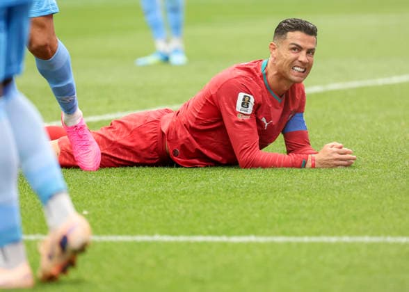 HOUSTON, TX - JUNE 17: Cristiano Ronaldo 7 of Portugal reacts after failing to score in the second half during the FIFA World Cup, WM, Weltmeisterschaft, Fussball 2026 Group K match between Portugal and Congo DR on June 17, 2026 at Houston Stadium in Houston, Texas.(Photo by Leslie Plaza Johnson Icon Sportswire) SOCCER: JUN 17 FIFA World Cup 26 Group K - Portugal vs Congo DR EDITORIAL USE ONLY Icon260617019
