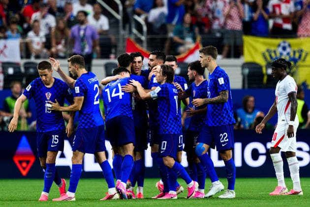 260617 Petar Musa of Croatia celebrates scoring 2-2 with teammates during the FIFA World Cup, WM, Weltmeisterschaft, Fussball 2026 football match between England and Croatia on June 17, 2026 in Dallas. Photo: Joel Marklund BILDBYRAN kod JM JM0826 bbeng fotboll football soccer fotball vm fotbolls-vm fotball-vm fotbolls-vm 2026 fifa world cup 2026 england kroatien croatia jubel