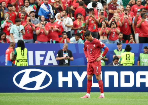 HOUSTON, TX - JUNE 17: Cristiano Ronaldo 7 of Portugal takes a moment following the 1-1 draw during the FIFA World Cup, WM, Weltmeisterschaft, Fussball 2026 Group K match between Portugal and Congo DR on June 17, 2026 at Houston Stadium in Houston, Texas.(Photo by Leslie Plaza Johnson Icon Sportswire) SOCCER: JUN 17 FIFA World Cup 26 Group K - Portugal vs Congo DR EDITORIAL USE ONLY Icon260617028