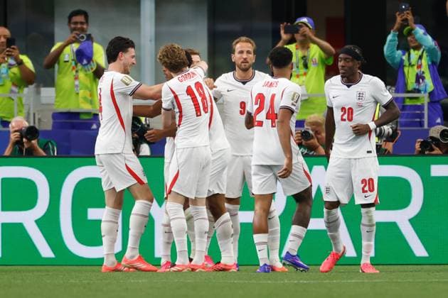 DALLAS, 17-06-2026, Dallas AT&T Stadium, World Cup 2026 Match between England and Croatia. Picture shows England celebrating the 3-2 of England player Jude Bellingham England - Croatia (World Cup 2026)  x204429718x Copyright: