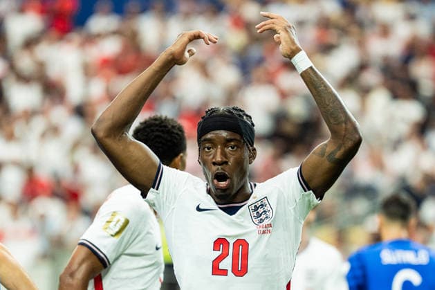 Noni Madueke of England gestures during a FIFA Men’s World Cup 2026 Group Stage football match between England and Croatia at Dallas Stadium, in Arlington on June 17th 2026 (Photo by Richard Callis SPP)  Copyright: xRichardxCallis SPPx Sportspressphoto_SPR168881