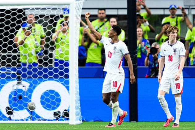 260617 Jude Bellingham of England celebrates scoring 3-2 during the FIFA World Cup, WM, Weltmeisterschaft, Fussball 2026 football match between England and Croatia on June 17, 2026 in Dallas. Photo: Joel Marklund BILDBYRAN kod JM JM0826 bbeng fotboll football soccer fotball vm fotbolls-vm fotball-vm fotbolls-vm 2026 fifa world cup 2026 england kroatien croatia jubel